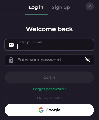 Rocky Spin biztonságos bejelentkezési ablak közösségi hitelesítési lehetőségekkel